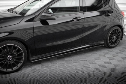Prahové lišty Mercedes-Benz A AMG-Line W176 Facelift černý lesklý plast