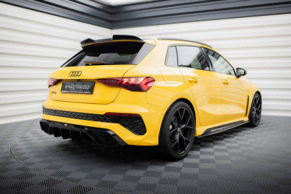 Prodloužení spoileru 3D Audi RS3 / S3 / A3 S-Line Sportback 8Y černý lesklý plast