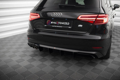 Zadní difuzor double Audi A3 Sportback 8V Facelift černý lesklý plast