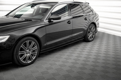 Prahové lišty V.2 Audi A6 C7 černý lesklý plast