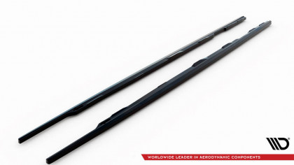 Prahové lišty V.2 Audi A6 C7 černý lesklý plast