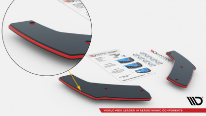 Splittery zadní boční Street Pro + flaps Subaru WRX STI Mk1 černo červené