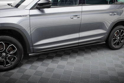 Prahové lišty Škoda Kodiaq Sportline Mk1 Facelift černý lesklý plast
