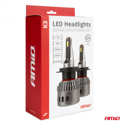 LED žárovky hlavního svícení K3 H1 12V 6000K canbus AMIO-03680