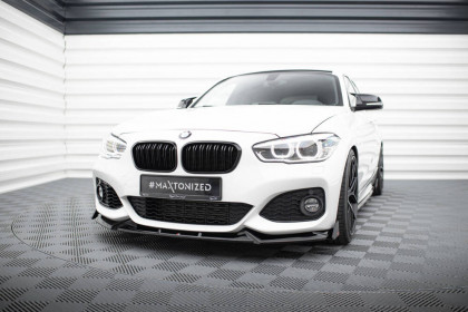 Spojler pod nárazník lipa V.5 + flaps BMW 1 M-Pack / M140i F20 Facelift černý lesklý plast