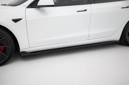 Prahové lišty V.5 Tesla Model 3 Mk1 / Mk1 Facelift černý lesklý plast