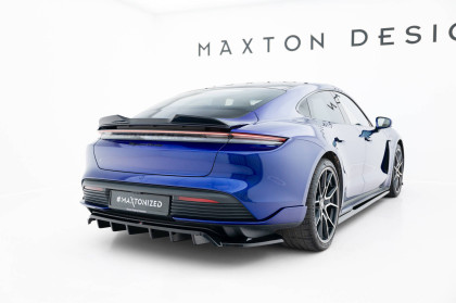 Spoiler zadního nárazniku Porsche Taycan Turbo S Mk1  černý lesklý plast
