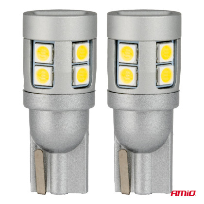 LED žárovky CANBUS T10 W5W 12 SMD 3030 White 12V 24V AMIO-04243