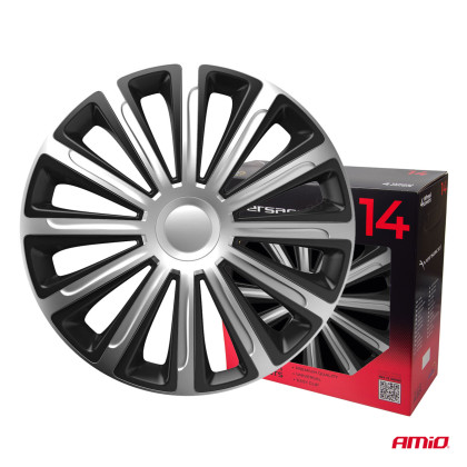 Poklice Trend 14” černo – stříbrná sada 4ks COLOR BOX