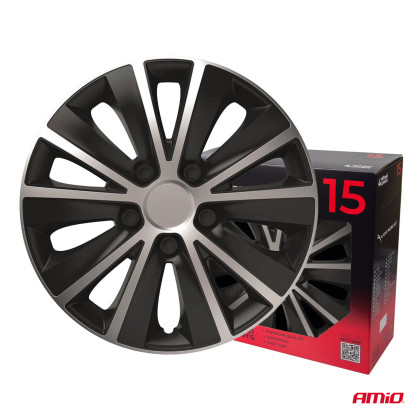 Poklice Rapide 15” černo - stříbrná sada 4ks COLOR BOX