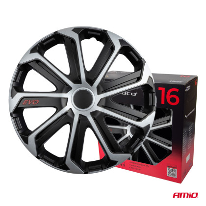 Poklice Evo 16" černo - stříbrná sada 4ks COLOR BOX