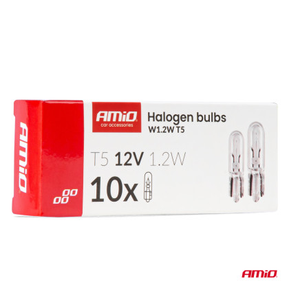 Halogenová žárovka T5 12V 1.2W W2x4.6d white 10 ks AMiO-04412