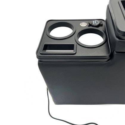 Multifunkční středová konzole pro VW T5 / T6 / T6.1 s úložným prostorem, USB, 12V podsvícená, all black