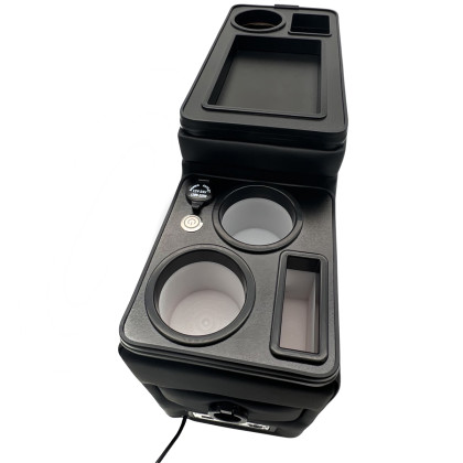 Multifunkční středová konzole pro VW T5 / T6 / T6.1 s úložným prostorem, USB, 12V podsvícená, all black