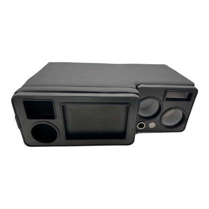 Multifunkční středová konzole pro VW T5 / T6 / T6.1 s úložným prostorem, USB, 12V podsvícená, all black