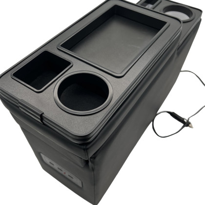 Multifunkční středová konzole pro VW T5 / T6 / T6.1 s úložným prostorem, USB, 12V podsvícená, all black