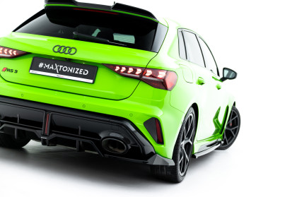Spoiler zadního narázníku V.1 Audi RS3 Sportback 8Y Facelift černý lesklý plast