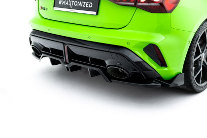 Spoiler zadního narázníku V.3 Audi RS3 Sportback 8Y Facelift černý lesklý plast