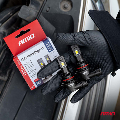 LED žárovky hlavního svícení Série F25 PRO BLACK FULL CANBUS H8 H9 H11 H16 68W 12V 24V AMIO-04721