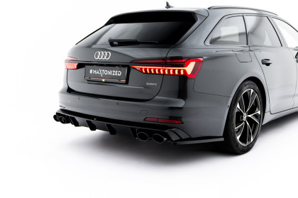 Zadní difuzor + imitace koncovek Audi A6 Sedan / Avant C8 / C8 Facelift černý lesklý plast - černé koncovky