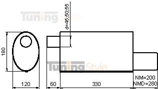 Sportovní výfuk ULTER SPORT Univerzální , koncovka single 95x65mm vlevo