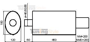 Sportovní výfuk ULTER SPORT Univerzální ,tlumič 450mm single 100mm 2
