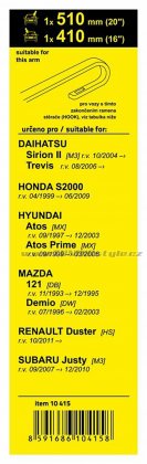 Stěrače FLAT SET (HOOK) 510+410mm