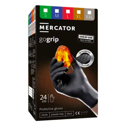 Nitrilové rukavice MERCATOR GoGrip ONE-BY-ONE ČERNÉ 100ks XL