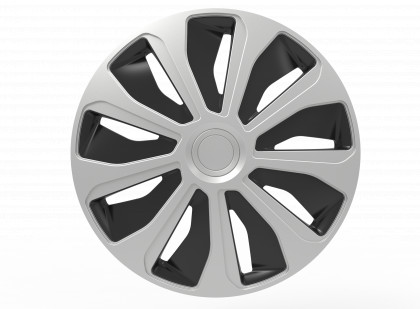 Ozdobné kryty kol, poklice 15" 4Racing PLATIN SILVER BLACK 4ks