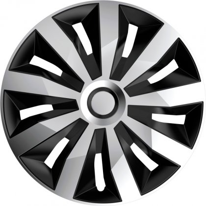 Ozdobné kryty kol, poklice 15" PENTA SILVER BLACK 4ks