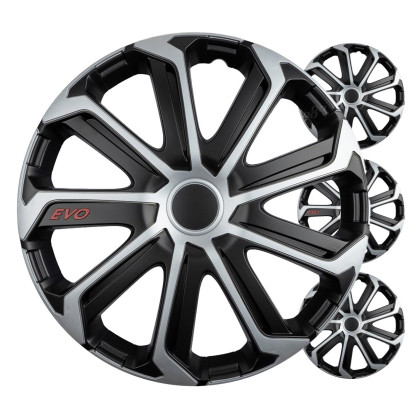Poklice Evo 14" černo - stříbrná sada 4ks COLOR BOX
