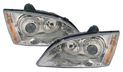 Přední světla angel eyes Ford Focus II - chromové