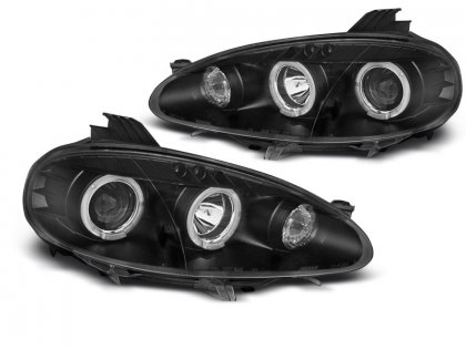 Přední světla LED, angel eyes, Mazda MX5 01-05 černá