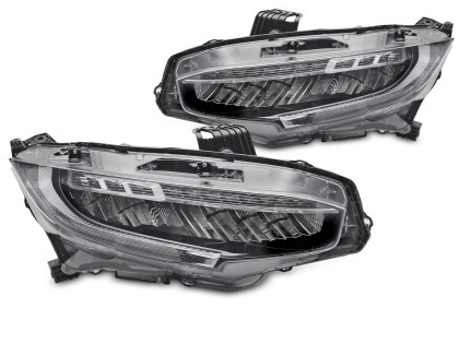 Přední světla LED pro HONDA CIVIC X 2016-2021 černá