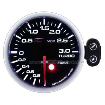 Přídavný budík DEPO PK 52mm - tlak turba elektrický  -1/3 bar