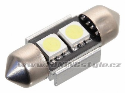 Žárovka 2 SMD LED 12V suf. SV8.5 32mm s rezistorem CAN-BUS ready bílá