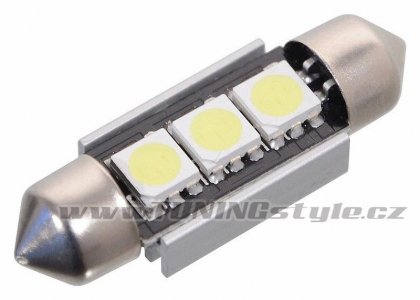 Žárovka 3 SMD LED 12V suf. SV8.5 38mm s rezistorem CAN-BUS ready bílá