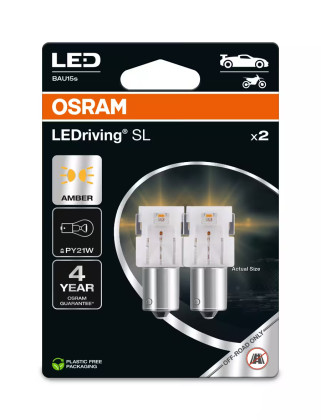 Žárovka LED Osram P21W Amber-oranžová 12V BAU15S LEDriving SL (2ks) 1.3W